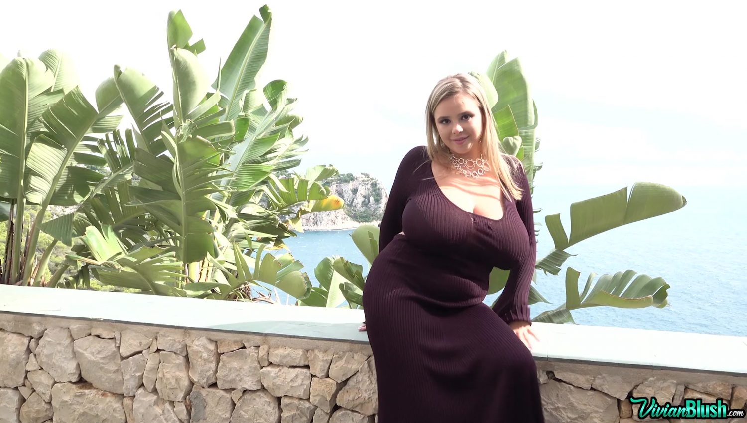 Vivian Blush Open Dress Breasts Video