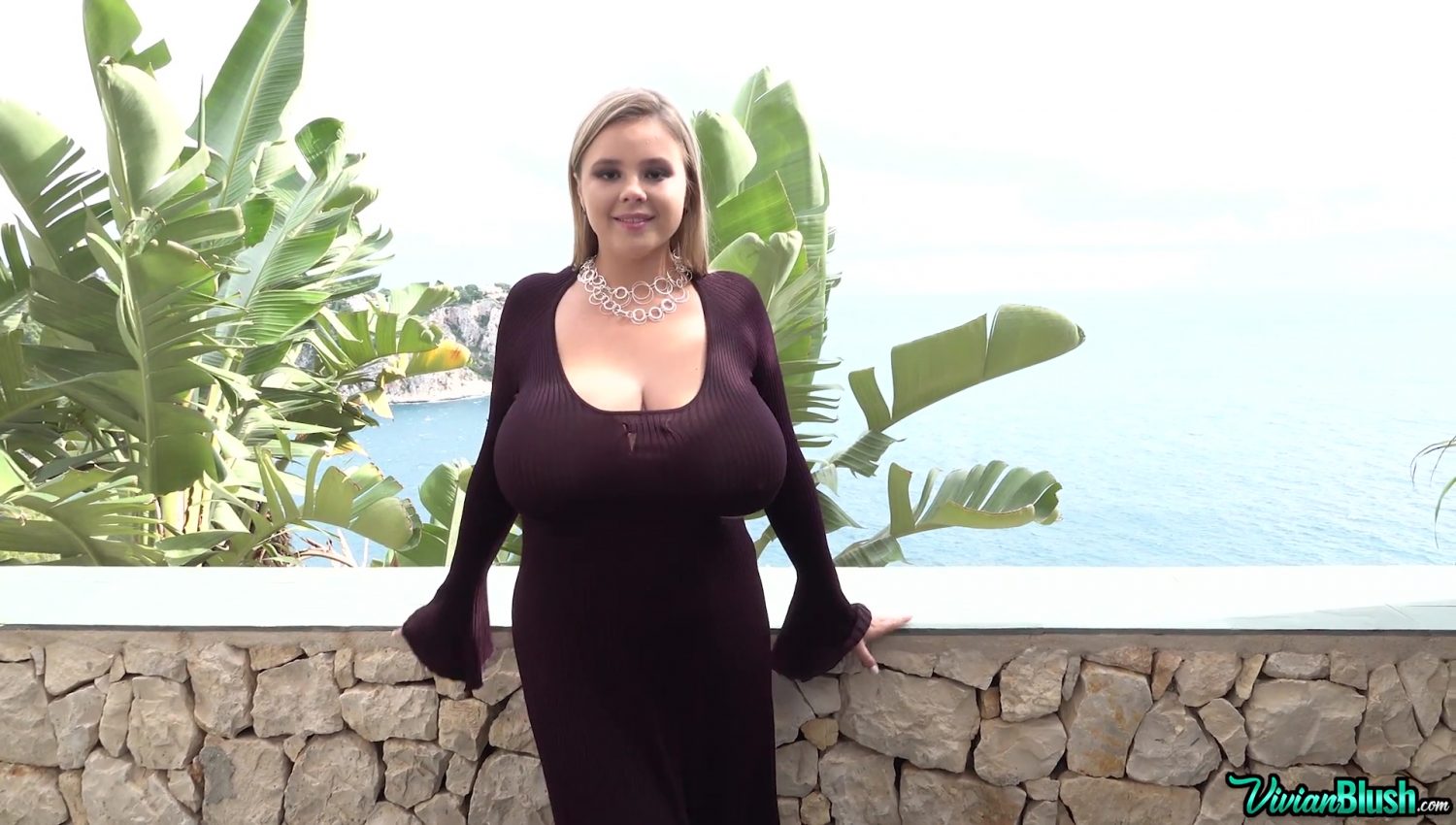 Vivian Blush Open Dress Breasts Video